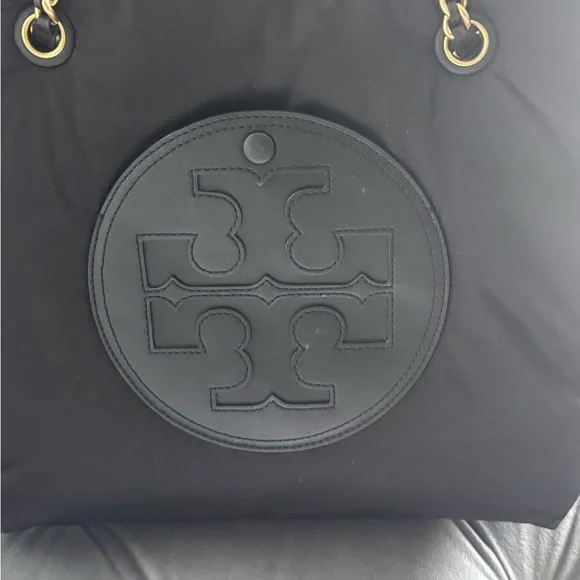 Tory Burch Black and Gold Quilted Nylon Tote - Picture 4 of 7
